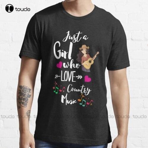 New Just A Girl Who Loves Country Music 1 T-Shirt Cotton Tee Shirt S-5Xl