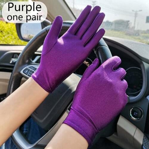 2021 New Arrivals Women Spandex Gloves Sunscreen Thin Stretch Gloves UV-Proof Sun Protection Party Ladies Driving Gloves