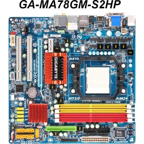 For Gigabyte GA-MA78GM-S2HP Original Used Desktop Motherboard MA78GM-S2HP Socket AM2/AM2+ DDR2 USB2.0 MicroATX Desktop Mainboard