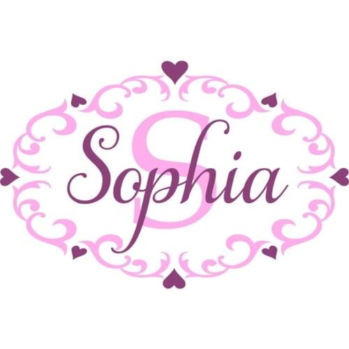 Personalized Girls Name Wall Art Sticker Wallpaper Removable Damask Frame Monogram Vinyl Wall Decal For Nursery playroom ZA275