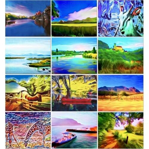 PhotoCustom Acrylic Paint By Numbers Kits On Canvas Abstract Scenery 60x75cm Oil Painting By Numbers DIY Number Painting Decor