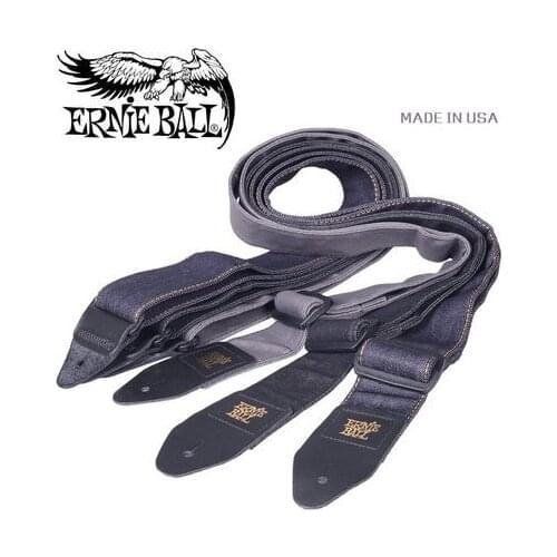 Ernie Ball 2" Denim Guitar Strap with 3 Style, Black Fade / Indigo Rinse / Slate Wash, Made in USA