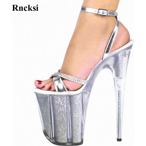 Rncksi New Women Plus Size 20CM Sexy Super High Heel Platform shoes clear fashion shoes sandals for women sexy clubbing Shoes