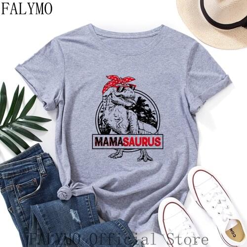Mamasaurus Shirt Dinosaur Mom Shirts Women Short Sleeve Cotton Summer Tops Graphic T-shirts Female Top Tee Shirt Mama Saurus