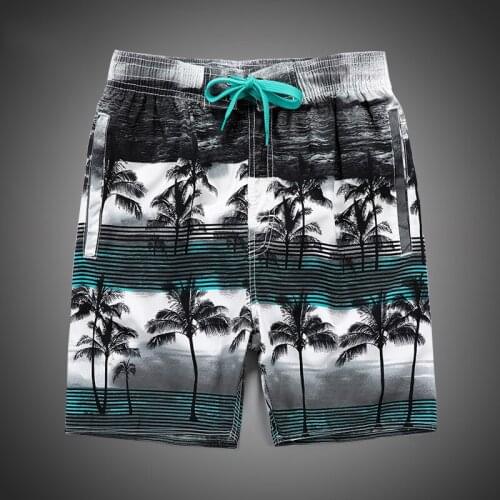 Summer Casual Shorts Men Short Elastic Waist Trousers Male Fashion Flowers Hawaii Island Print Straight Short Beach Mens Shorts