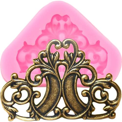 Mirror Image Scrollwork Medallion Silicone Molds DIY Frame Border Fondant Cake Decorating Tools Resin Clay Candy Chocolate Mould