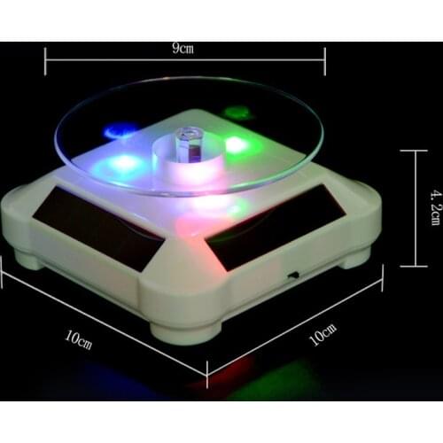 LED Light Solar Jewelry Display Stand 360 Rotating Showcase Necklace Bracelet Watch Ring Show Turntable SEC88