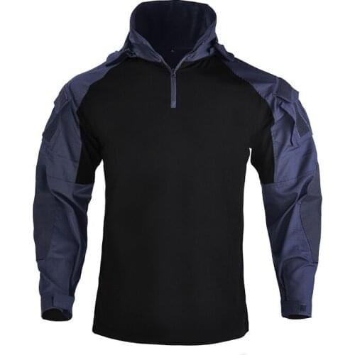 Tactical Hooded Camo Uniform Military Shirt Army Fan CS Field Shooting Training Combat Tops Men Outdoor Sport Hiking Hood Shirts