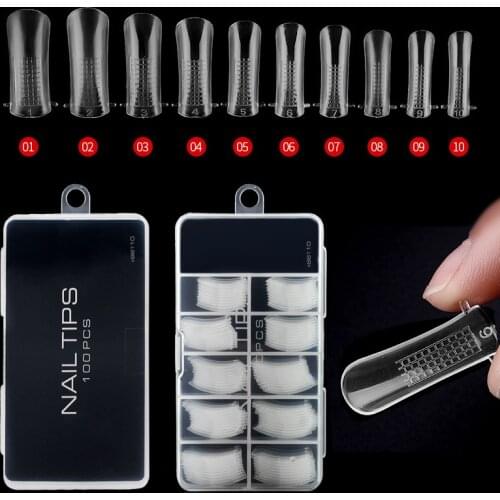 CANNI 100pcs/box extend soak off led builder nail gel acrylic nail art crystal nail gel 10 size fast fake nail tips