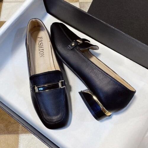 Ladies Office Elegant Oxfords Leather Loafers Classics Square Toe Mules Flats Designer Women Moccasins Slip On Low Heels Shoes