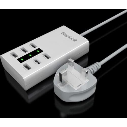 EtopLink 6Ports USB mobile phone Charger Socket Universal USB Charger Adapter Dock Plug Power Strip for For Iphone XS MAX Huawei