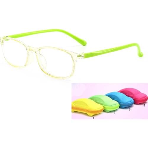 With Case Boy Girl Game Reading Computer Protective Goggle Fashion Children Glasses Plain Kids Square Anti Blue Light Eyewear