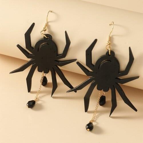 New Punk Cool Halloween Acrylic Earrings For Women Funny Black Spider Tassel Dangle Earrings Brincos Fashion Party Jewelry Gifts