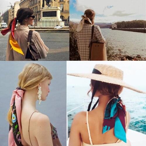 1PCS Stripe Dot Printing Flower Scarves Women Dress Up INS YouTube Summer Latest Accessories Use For Decorate Neck,Hair,Bag,Hat