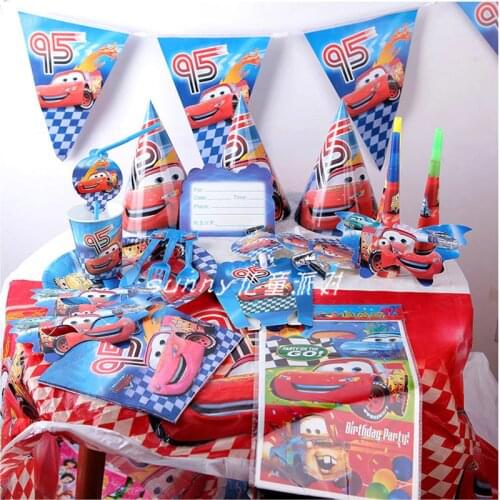 115 Pcs set Cartoon Kids Favors Disney Lightning McQueen Cars theme Birthday Party Baby Shower Tablecloth Banners Party Supplies