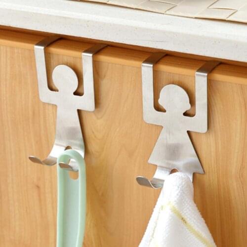2Pcs Stainless Steel Traceless Hanging Hook Lovers Shaped Hanging Hooks Kitchen Bathroom Storage Hooks home decoration