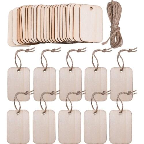 25/50/100Pcs Natural Wooden Label Gift Tags Hanging Label Wood Slice Wedding Party With Hemp Ropes Gift Package