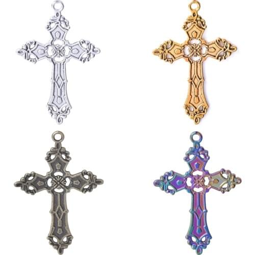 4pcs Cross Pendant Charms For Jewelry Making Supplies Alloy Crosses Gold Silver Color Handmade Necklace Earrings Charm Materials