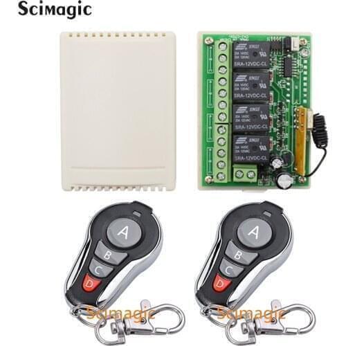 433MHZ Wireless Remote Control DC12V 4CH Relay Receiver Modul RF Transmitters Lamp fan room Led Light DIY smart Switch