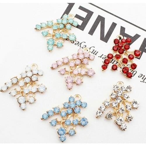 5pcs/lot Alloy Luxurious Leaf Pendant Rhinestone Buttons Ornaments Jewelry Earrings Choker Hair DIY Jewelry Accessories Handmade