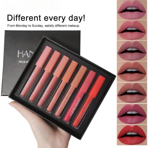 7Colors/Set Fashion Liquid Lipstick Lipgloss Sets Natural Moisturizer Waterproof Velvet Lip Glosses Gift Box