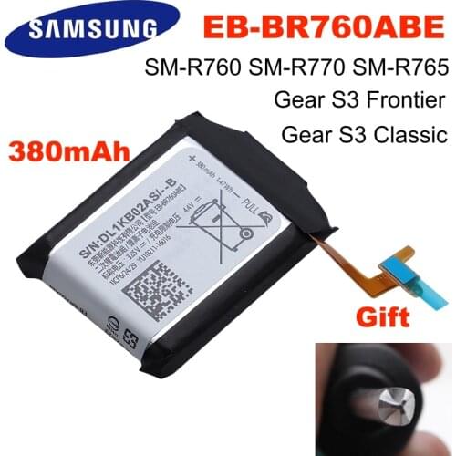 100% NEW Original Battery Samsung EB-BR760ABE For Samsung Gear S3 Frontier Classic SM-R760 SM-R770 SM-R765 SM-R765S 380mAh Tools