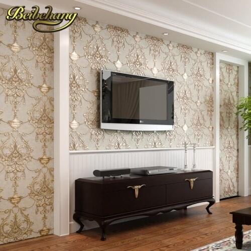 Beibehang 3D three-dimensional super-deep high-grade wallpaper embossed Continental bedroom living room sofa TV background