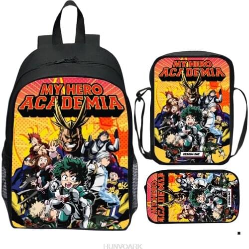 Boku No Hero Academia School Bags For Boys Girls Students Children School Backpack 3pcs Satchel Kids Book Bag Mochila