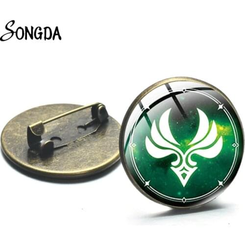 Anime Genshin Impact Brooch Pin Punk Style Bronze Color Art Photo Handmade Badge For Clothes Backpack Jewelry Gift Accessories