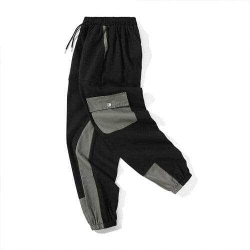 Casual Big Pocket Cargo Pants Women Wide Leg Joggers High Waisted Trousers Panelled Punk Hip Hop Dance Pants Black Sweat Pants