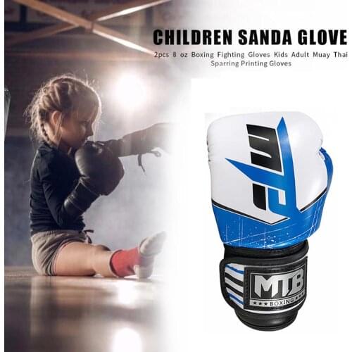 4oz 6oz Children Boxing Gloves Thicken Kickboxing Boxing Fighting Training Mittens Kids Wrist Finger Protection