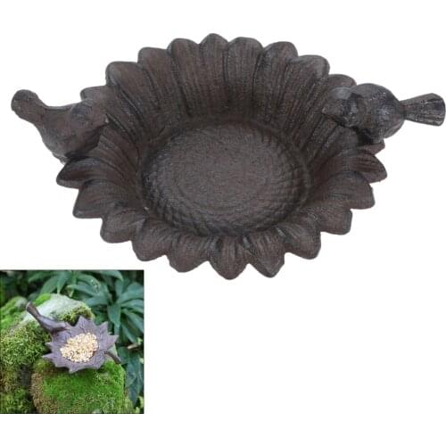 DRELD Vintage Heavy Cast Iron Bird Feeder European Farm House Accents Home Garden Tabletop Metal Key Trinket Storage Plate