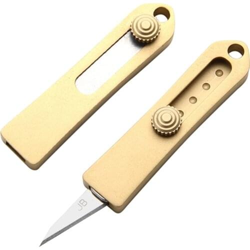 EDC Mini Detachable Knife Portable Paper Cutting Multi-function Mini Blade Knives Brass Pocket Key Ring Folding Knife New