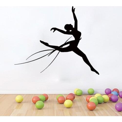 Gymnast Girl Wall Decal Sport Jumping Gymnastics Vinyl Window Sticker Dance Room Girls Bedroom Interior Decor Art Wallpaper