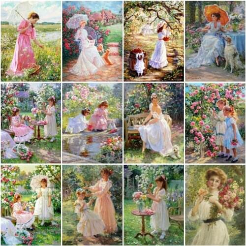 HUACAN Paint By Numbers Flower Wall Art Acrylic Unique Gift On Canvas Picture By Numbers Girl Figure For Living Room