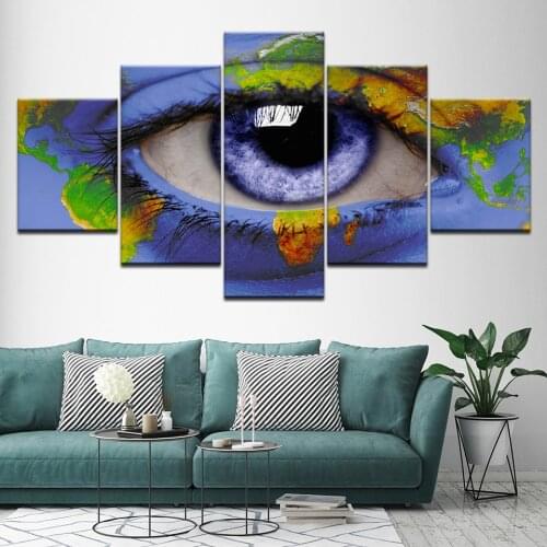 Canvas Painting eyes world perception 5 Pieces Wall Art Painting Modular Wallpapers Poster Print for living room Home Decor