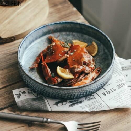 Round Ceramic Soup Bowl Hand-Pulled Noodle Bowl Fruit Salad Spaghetti Bowl Restaurant Household Kitchen Tableware