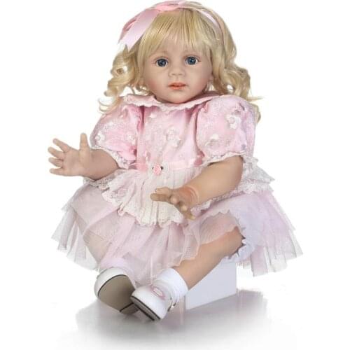 Bebe Reborn Blonde and Blue-eyed Girl Dolls 60cm Handmade Realistic Soft Silicone Baby Kids Birthday Toys Beautiful Baby