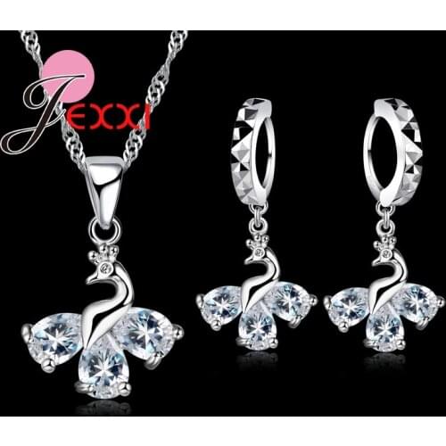 Hot Sales New High Quality 925 Sterling Silver Elegant Bird Exquisite Jewelry Sets CZ Necklace Earrings Set