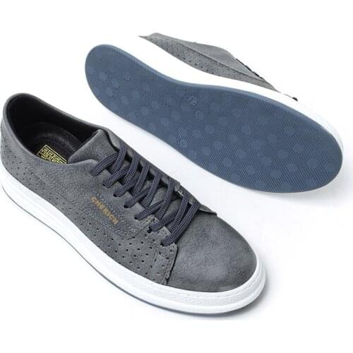 Chekich Shoes for Mens Anthracite Color Faux Leather Sneakers Lace Up Spring and Fall Seasons 2021 New Casual Vulcanized Flexible White Outsole Breathable Odorless Wedding Office Sport Suits Comfortable CH043 V1