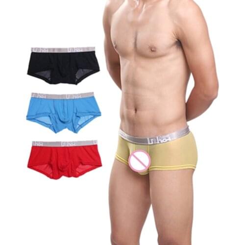 Mens Mesh Boxer Shorts Transparent Exotic Panties Underpant Sexy U Convex Cock Pouch Underwear Man Sexy Lingerie Cueca Plus Size
