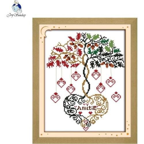 Joy Sunday Concentric tree Counted DIY Cross Stitch 11CT 14CT DMC Printed Cloth for Embroidery set Home Decor Needlework