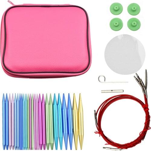 Crochet Hook Set Round Knitting Needle With Ergonomic Handle Size Interchangeable Knitting Needle And Storage Box