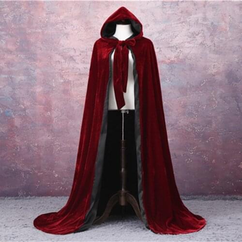 Cloak Hooded Velvet & Satin Cape Renaissance Clothing Medieval Costume