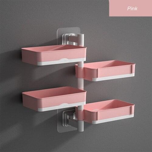 Bathroom Hanging Wall-Mounted Soap Holder Drainage Storage Finishing Racks Strong Seamless Stickers Hole-Free Soap Box Organizer