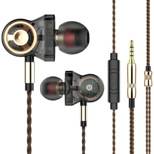 QKZ CK10 In Ear Earphone With Microphone 6 Dynamic Driver Unit Headsets Wired Stereo Sports HIFI Subwoofer Earphones Earbuds