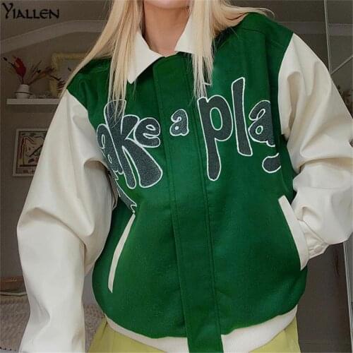 Yiallen Autumn Women Long Sleeve Color Block Baseball Jacket Coats Streetwear 2021 Fall Female Wholesale Clothes Dropshipping