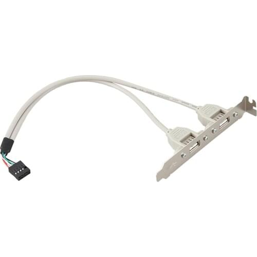 Expansion 2 Ports Hub USB 2.0 to 9 Pin Header Mainboard Panel Bracket