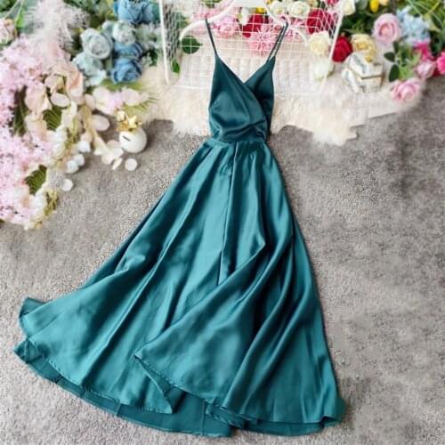 Sexy Spaghetti Strap Dresses Party Night Club Dress 2020 New Fashion Elegant Long Silk Slip Dresses 2020 Robe Femme Vestidos