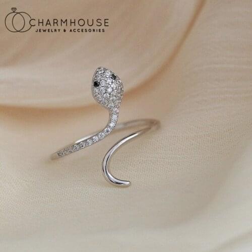Silver/18K Gold Rings Set For Women Zirconia Snake Ring Adjustable Personality Jewelry Bague Femme Anillo Mujer Accessorie Gifts